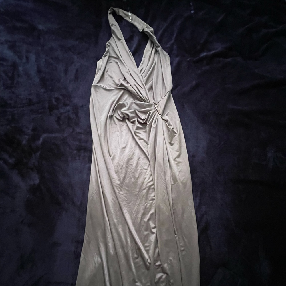 Olive Green Halter Evening Gown